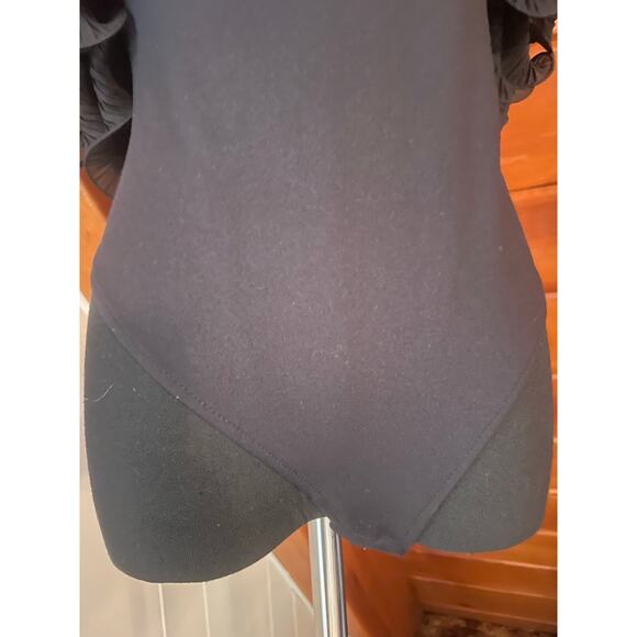 Free People Black Ruffle Top Bodysuit sz S - Picture 4 of 8